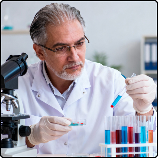 Scientist analyzing supplements in laboratory research environment